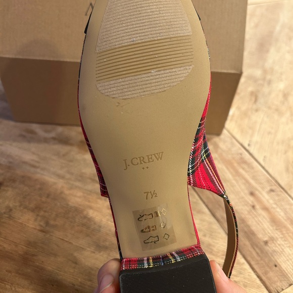 J. Crew Red and Black Plaid Slingback low Heel - Tartan - Picture 4 of 8